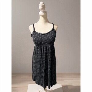 Motherhood Maternity Nursing Nightgown Womens S Black Polka Dot Lace Trim